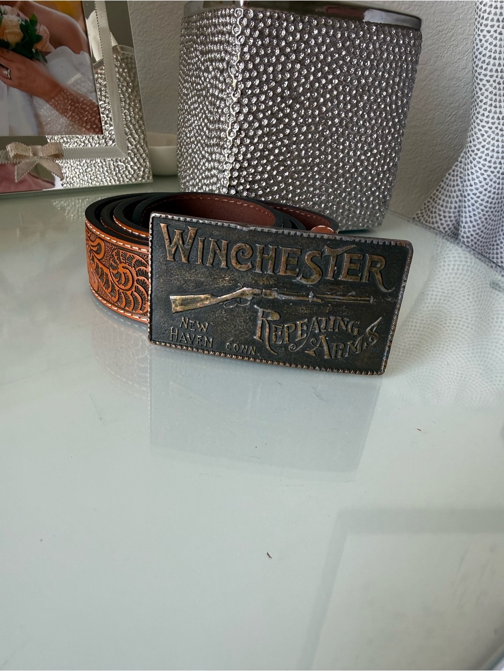 Vintage Winchester Repeating Arms Belt
Buckle & Leather Belt (42) New Haven